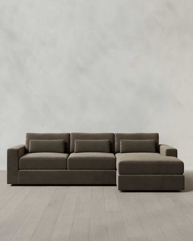 Sable<br>Ashford Deep Seat Chaise Sectional in Performance Velvet