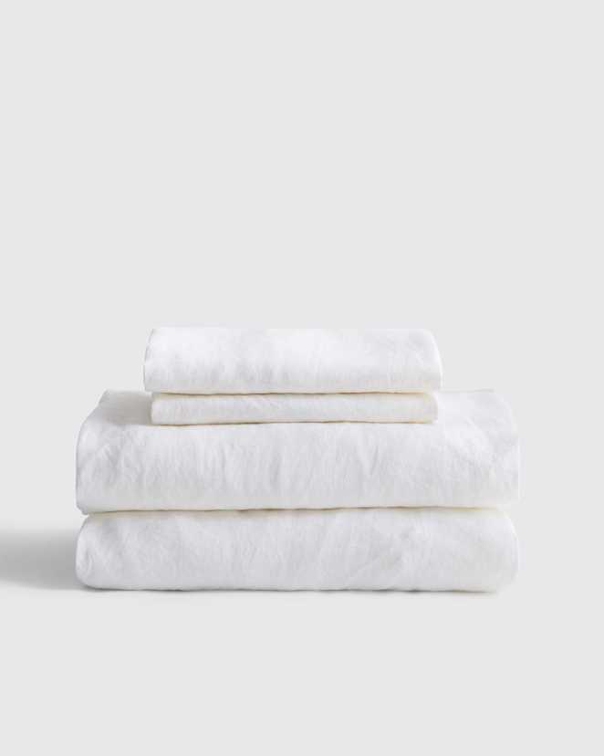 White<br>European Linen Sheet Set
