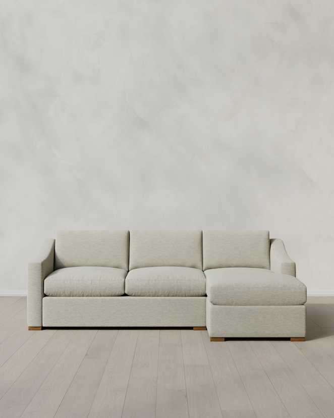 Flax<br>Hollis Slope Arm Chaise Sectional in Performance Basketweave