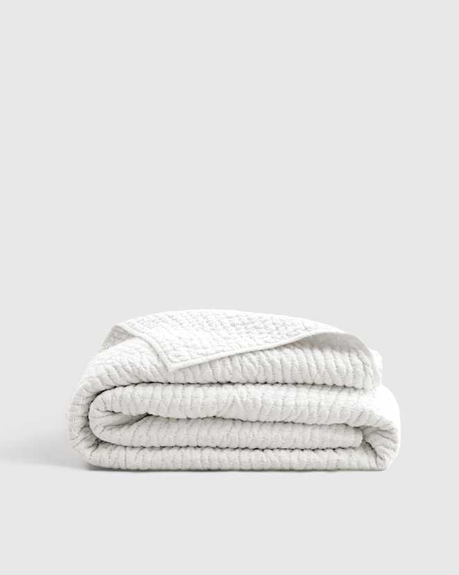 White<br>European Linen Cotton Stitch Quilt