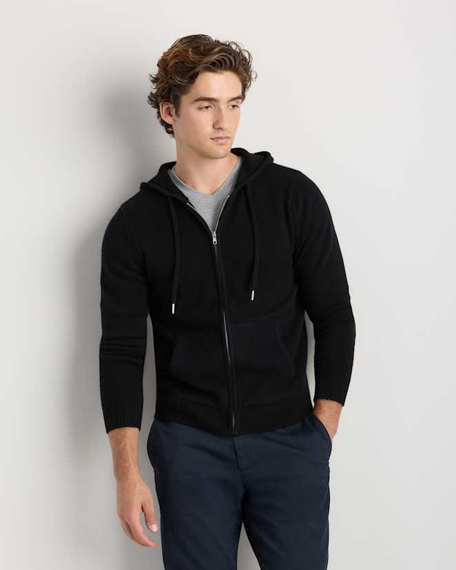 Black<br>Mongolian Cashmere Full-Zip Hoodie
