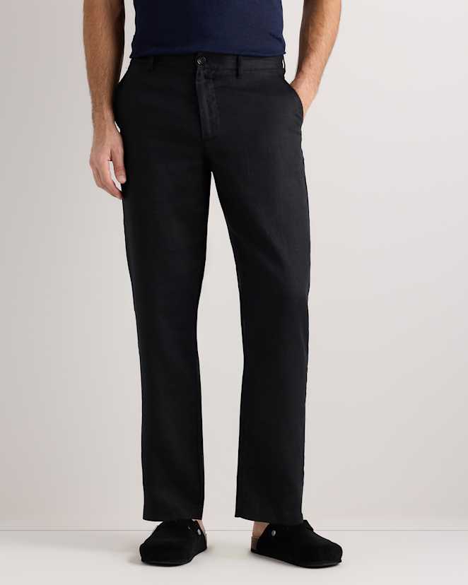 Black<br>100% European Linen Trousers