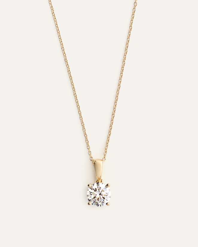 Yellow Gold<br>14k Gold Lab Grown Diamond Solitaire Pendant - 1ct