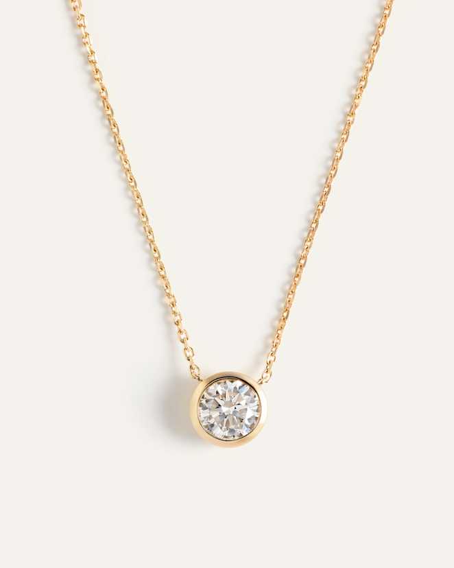 Yellow Gold<br>14K Gold Lab Grown Diamond Bezel Necklace
