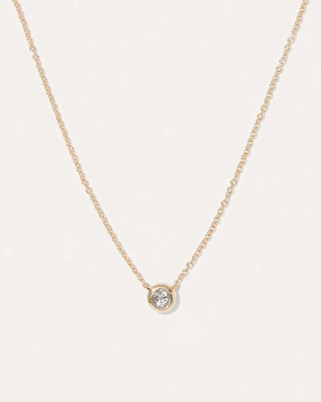 Yellow Gold<br>14K Gold Diamond Bezel Necklace