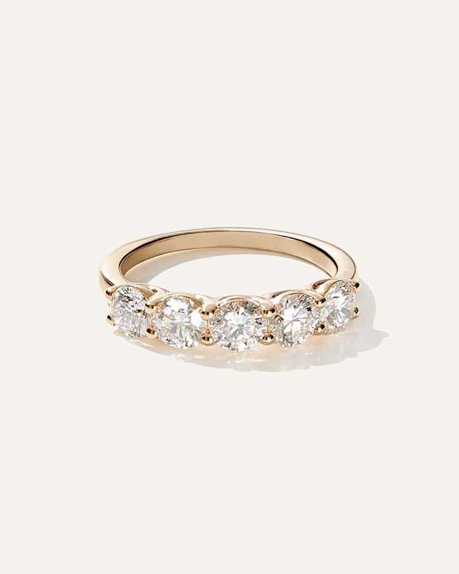 Yellow Gold<br>Lab Grown Diamond Five Stone Band