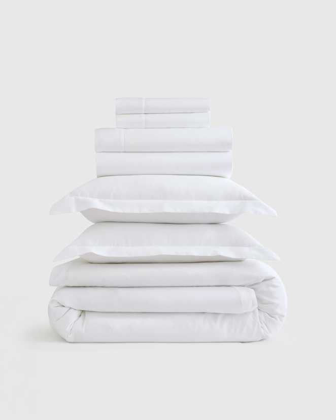 White<br>Signature Giza Cotton Sateen Deluxe Bedding Bundle