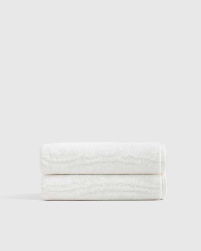 White<br>Turkish Ribbed Quick Dry Bath Towel (Set of 2)