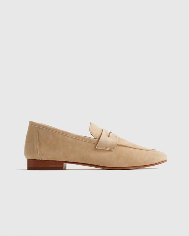 Almond<br>Italian Suede Penny Loafer