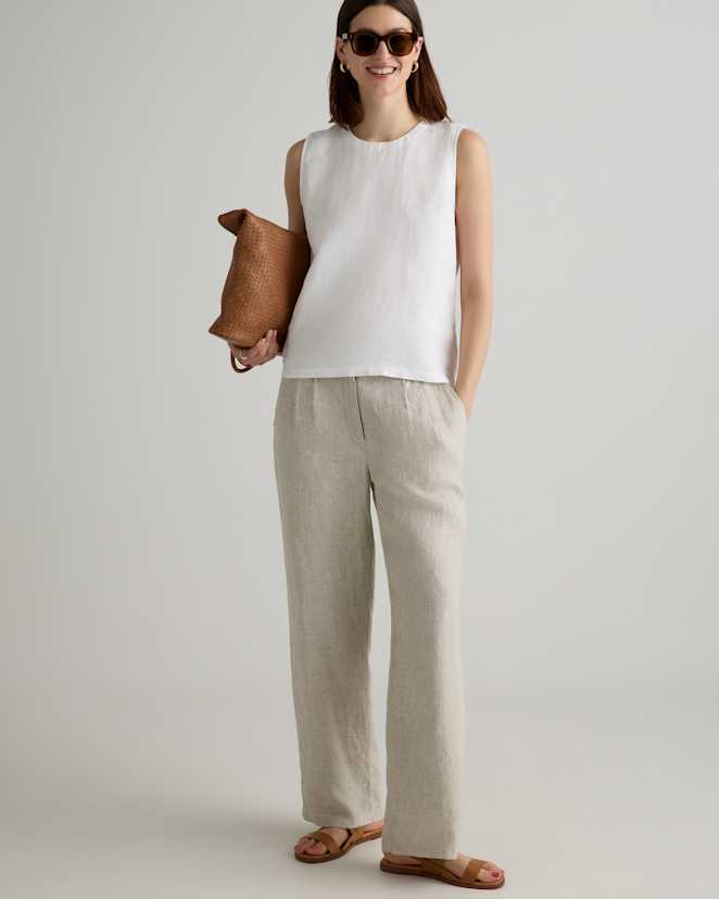 White<br>100% European Linen Tank