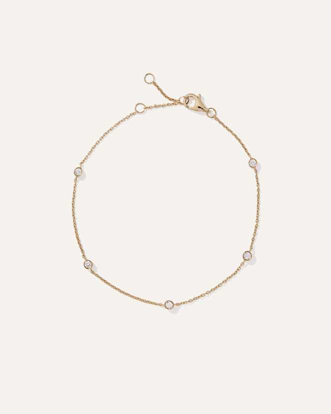 Yellow Gold<br>14K Gold Diamond Bezel Station Bracelet