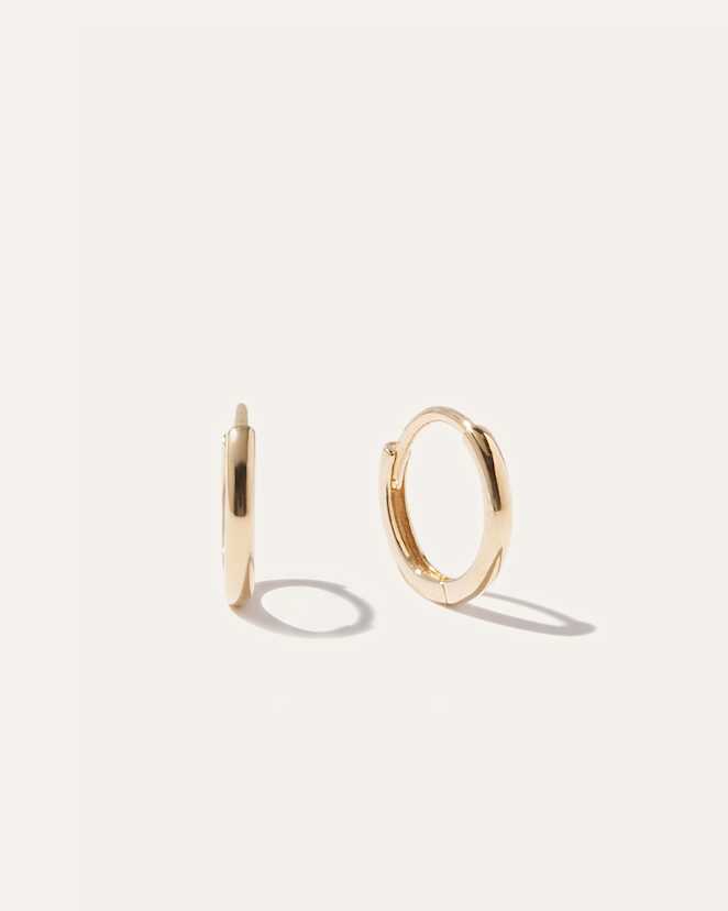 Yellow Gold<br>14K Gold Second Piercing Tiny Huggie - Pair