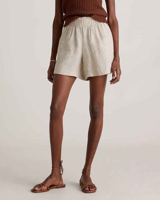 Flax<br>100% European Linen High Waisted Shorts