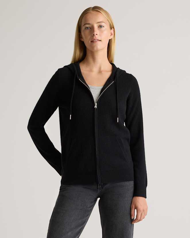 Black<br>Mongolian Cashmere Full-Zip Hoodie
