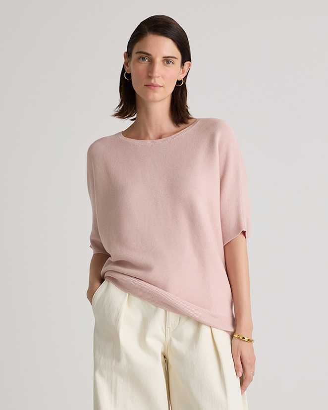 Sugar Stone<br>Lightweight Cotton Cashmere Link-Stitch Dolman Sweater